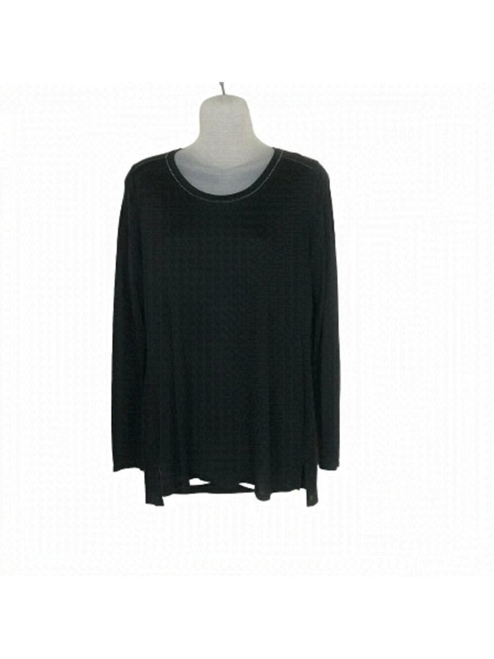 Vince Long Sleeved Semi Sheer Black Crew Neck Size S